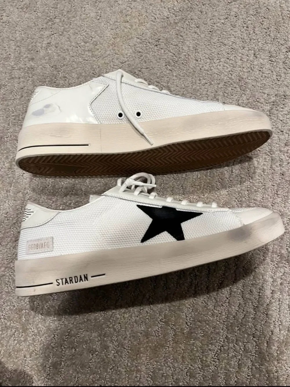 Golden Goose White Leather Sneakers with Black Star Accent